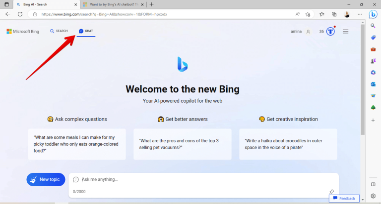 Bingチャットボットの使い方